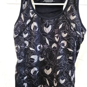 Tek Gear Floral Black and Gray Women's Tank Top